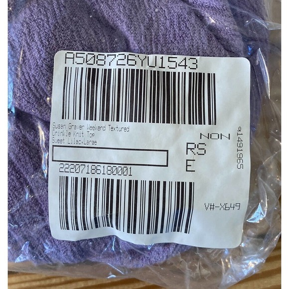 NEW Susan Graver Weekend Textured Crinkle Knit Top Size Large Women’s Lilac - Picture 7 of 7